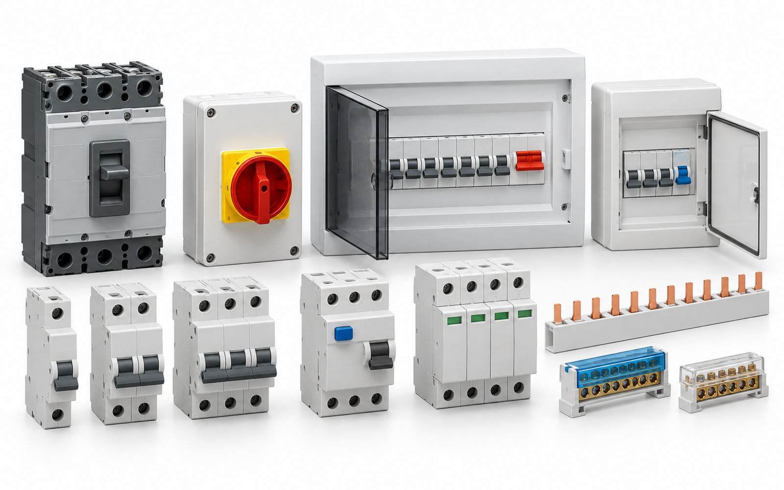 Circuit breakers, moulded-case breaker, isolator and distribution boards
